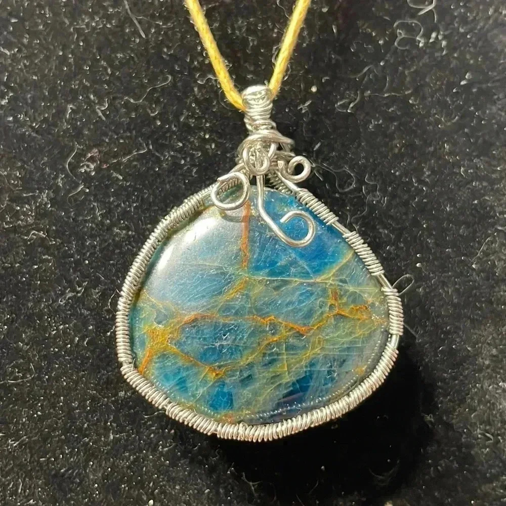 Apatite gem stone handcrafted wire wrapped